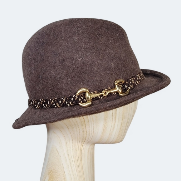 Vintage Kathy Jeanne Brown Wool Hat with Gold Accent Made In U.S.A Women's OS - Picture 1 of 13